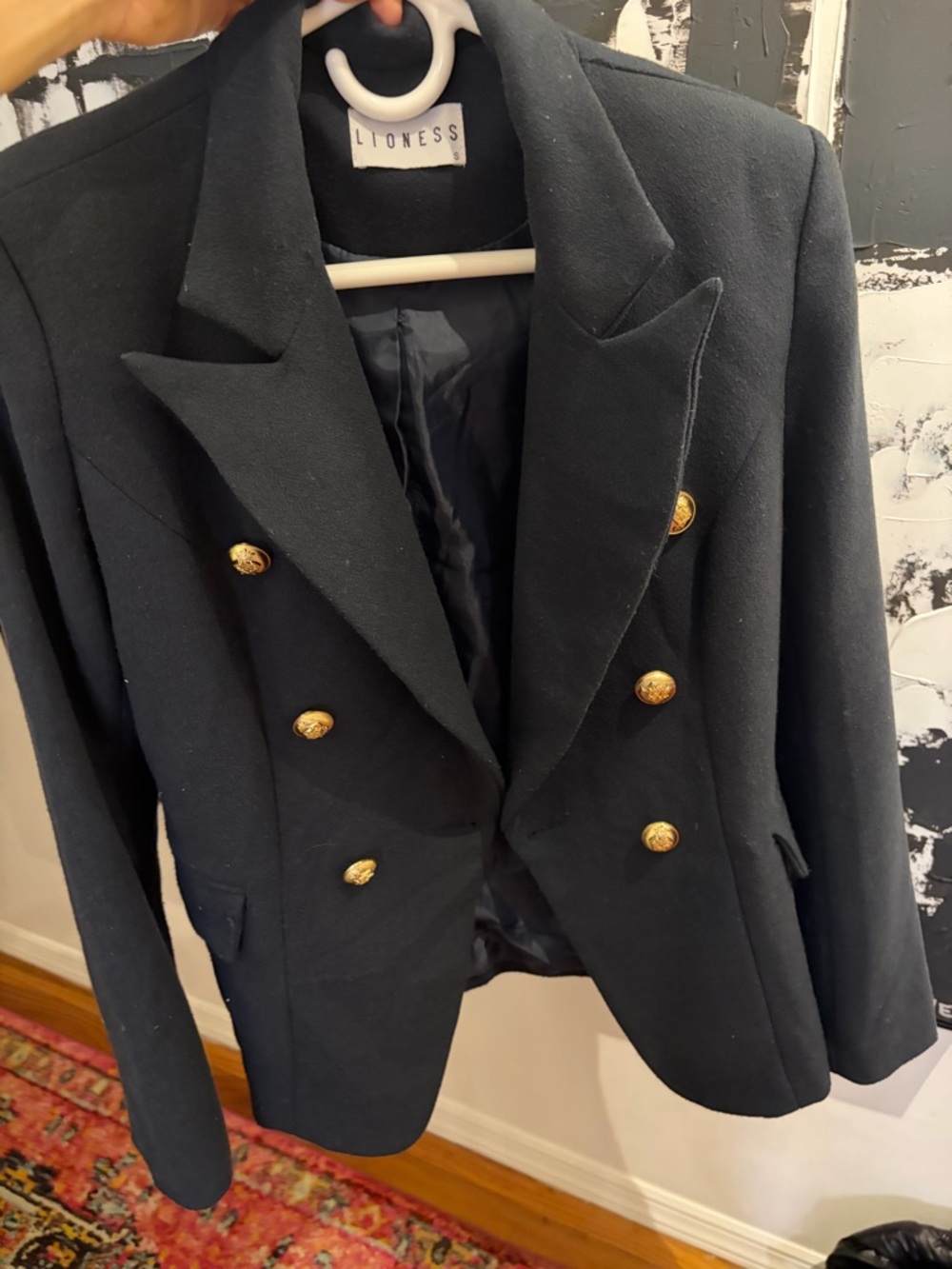 Lioness navy Double-Breasted Blazer with Gold Buttons